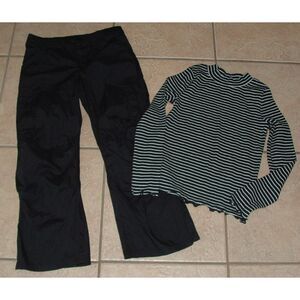 NEW Girls Sz Medium (8) Black Cargo Pants & Stretchy Mock Neck Top 2 Pc Outfit